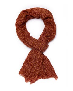 Orange printed viscose scarf_0