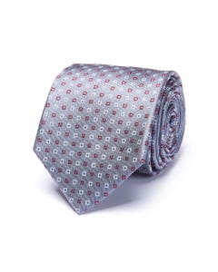 Pattern 100% silk tie grey_0