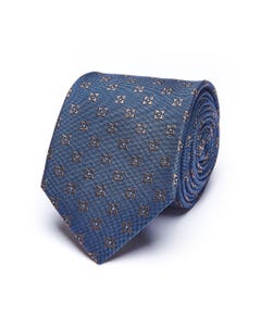 Pattern 100% silk tie blue navy_0