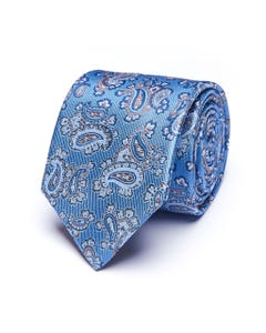 Pattern 100% silk tie light blue_0
