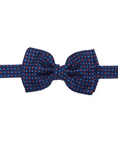 Blue knotted bow tie with pattern, 100% silk_0