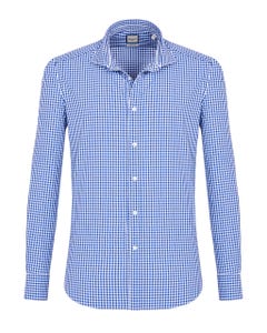 Trendy blue shirt with white checked, slim 103f - french_0
