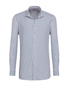 Trendy navy blue shirt with white stripes, slim 103f - french_0