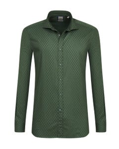 Trendy military green shirt with geometric pattern, slim 103f - french_0