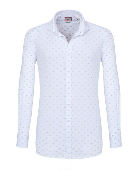 Trendy white shirt with light blue pattern francese_0