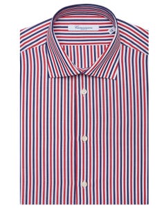Fancy short-sleeve striped blue, white and red shirt, slim 103f - french_0