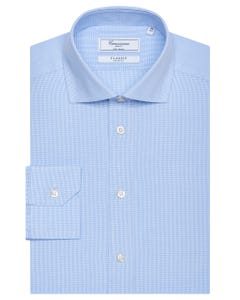 Classic checked light-blue shirt, slim 170n - french_0
