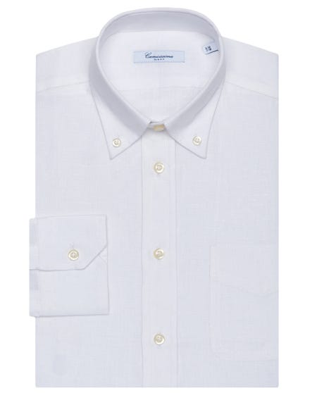 White linen fancy button-down shirt button_down_0