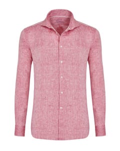 Camicia trendy in lino rossa, slim francese_0