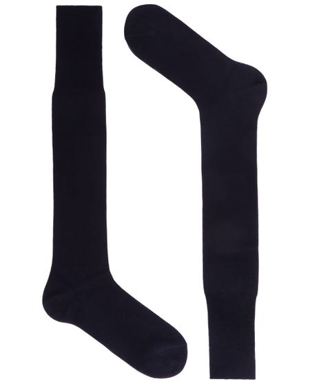 Long socks, plain fabric black_0